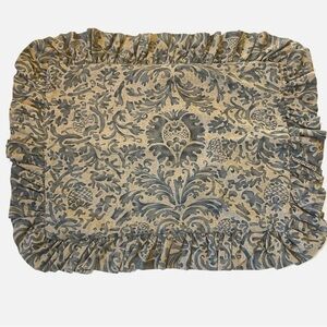 Ralph Lauren Blue Label Pillow Sham Set Standard Cotton Blue Brown Floral Ruffle